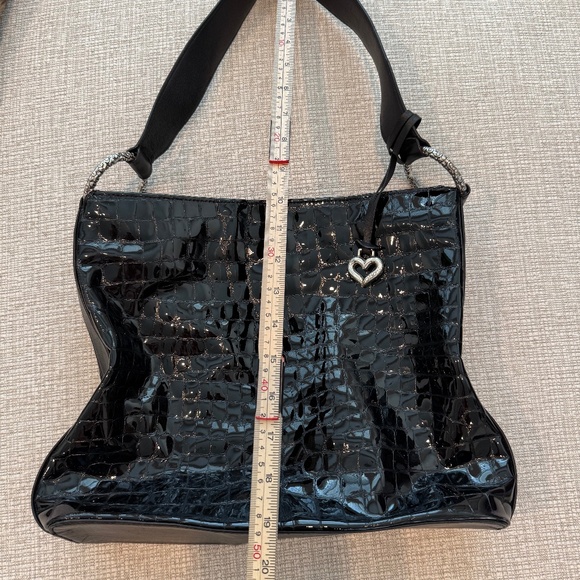Brighton Black Patent Leather Croc Embossed Handbag - Picture 13 of 14